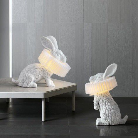 Nordic cartoon rabbit exhibition hall children's room decorative lamp resin creative designer simple bedroom bedside lamp