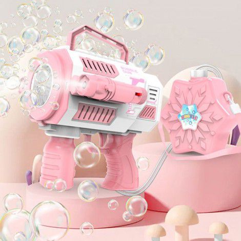 Electric Gatling backpack DIY bubble machine children's music 12 hole space rocket launcher bubble gun toy wholesale