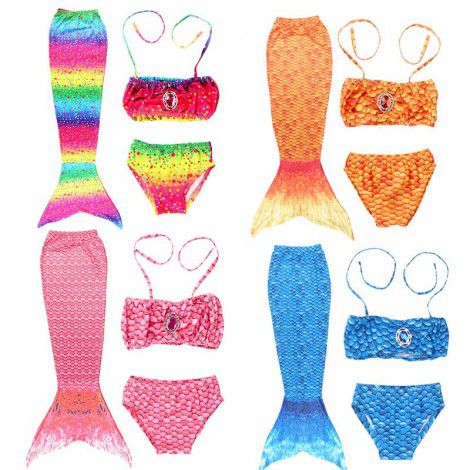 Children's Mermaid swimwear wholesale tail children's bikini suit girl baby swimming clothes can wear fins