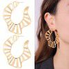 Kenjie ins style exaggerated metal pattern gold-plated earrings women's European and American cross-border fashion geometric Hoops Earrings