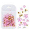200 nail enhancement five petal flower ornaments, bagged white and pink acrylic flower ornaments, resin flowers with gold and silver beads