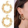 Kenjie ins style exaggerated metal pattern gold-plated earrings women's European and American cross-border fashion geometric Hoops Earrings