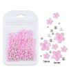 200 nail enhancement five petal flower ornaments, bagged white and pink acrylic flower ornaments, resin flowers with gold and silver beads