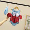 Children's cute one-piece swimsuit cartoon pattern boys' swimsuit hot spring baby girls' holiday swimsuit send hat
