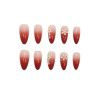 Nail enhancement patch: wear nails, nail enhancement products, medium and long length, jujube red, gradually changing nail patch, false nail net, red nail patch