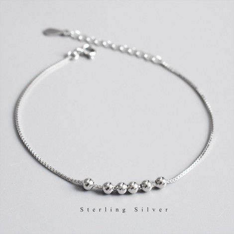 925 sterling silver jewelry Doudou Silver Bead Bracelet ins Korean personality minimalist Female Minority design transfer round bead hand jewelry