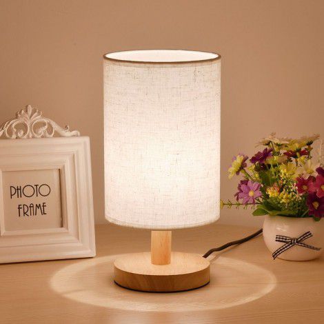 Hot selling solid wood embossed table lamp small red book parent-child manual DIY activity material cross-border cloth cover bedside night light