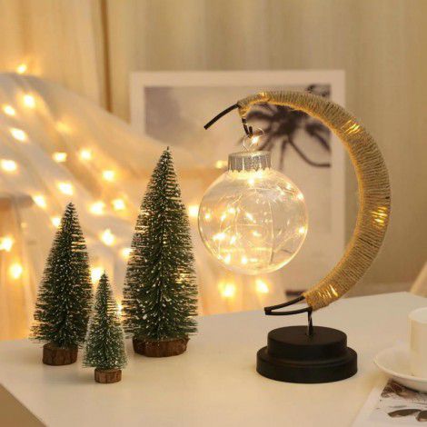 Christmas day led moon shaped lamp living room bedroom study decorative table lamp wholesale iron ball decorative lamp