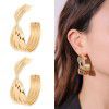 Kenjie ins style exaggerated metal pattern gold-plated earrings women's European and American cross-border fashion geometric Hoops Earrings