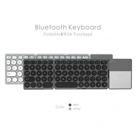 Manufacturer bt86 retro round touch Bluetooth keyboard three system universal folding keyboard portable mini wireless keyboard