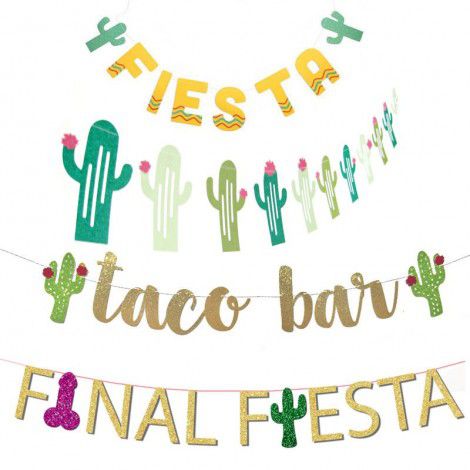 Festive party decoration Mexican cactus birthday flag pulling finalfiesta alphabet flag