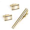Spot gold stripe smooth brushed metal Cufflinks tie clip set foreign trade Europe and America hot selling CUFFLINK SET