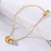Cross border European and American trend simple 18K plated gold bracelet geometric tag round bead chain personalized titanium steel bracelet (female)