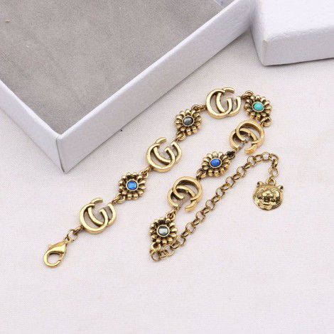  cross border double g Bracelet New Retro Little Daisy Flower ancient family Bracelet Fashion versatile women Bracelet G letter