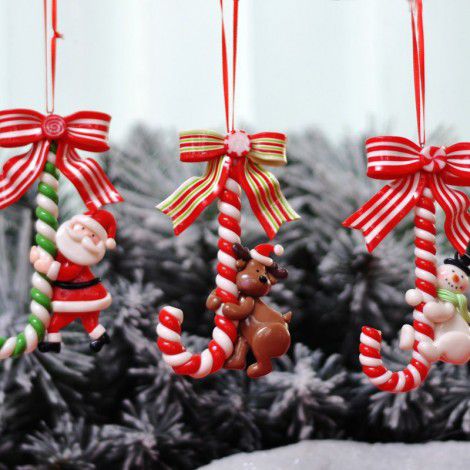 Christmas decorations: soft pottery Santa Claus, snowman, small crutches, candy bars, hanging decorations, Christmas tree decoration, hanging decorations