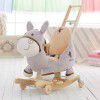 Blue fish donkey children's dual-purpose music rocking horse baby toys wooden baby rocking car birthday gift
