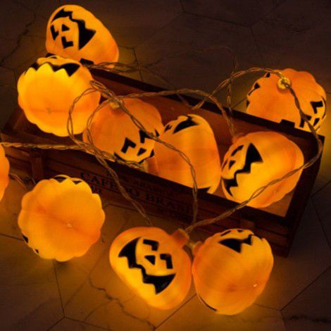 Cross border direct supply LED Halloween pumpkin lights string Ghost Festival garden decorative lights festive lights USB battery box
