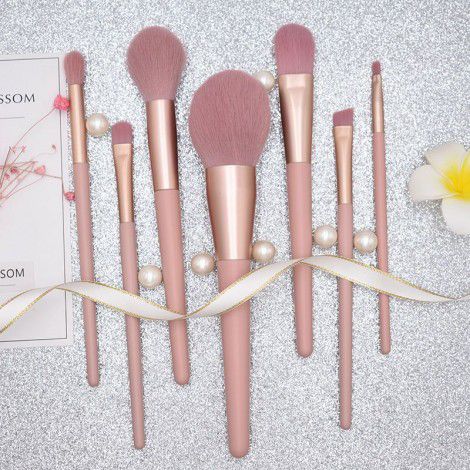 7-12 nude pink makeup brushes, full set of Cangzhou powder brush, eye shadow brush, powder Blusher Brush, makeup mirror, beauty tools