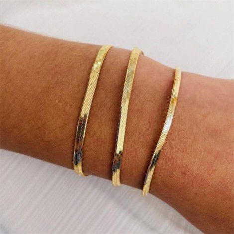 Emanco European and American cross-border new Bracelet Stainless Steel gold-plated bracelet 3mm-5mm flat Snake Bracelet Bracelet