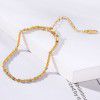 Cross border European and American trend simple 18K plated gold bracelet geometric tag round bead chain personalized titanium steel bracelet (female)