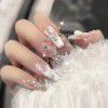 Ice through Camellia water diamond nail patch net red nail patch medium long detachable wearing nail piece nail enhancement finished product