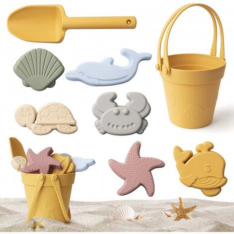 Amazon's best-selling children's toys Ocean series bucket playing with water, parent-child sand digging, silicone beach toy set