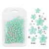 200 nail enhancement five petal flower ornaments, bagged white and pink acrylic flower ornaments, resin flowers with gold and silver beads