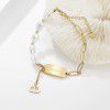 European and American ins fashion wild 18K genuine gold plated love zircon pearl lock letter pendant snake chain titanium steel bracelet