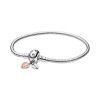 Original Beaded pan family Bracelet Silver shining round crown heart-shaped DIY Mickey full diamond series simple Snake bone chain