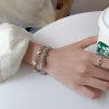 925 Sterling Silver Vintage love bracelet female ins small heart-shaped cool style Thai silver jewelry fried dough twist circle personality