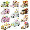 Zhegao min00886-00891000306-00310 ice cream truck milk tea truck wedding car building block toys