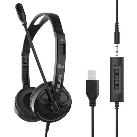 [telephone headset] headset wired computer headset USB sound card business headset with mute speaker switch