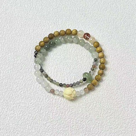 New Chinese style transparent bead lotus bracelet with women's high-end feel, Chinese style bracelet, light luxury and trendy accessories