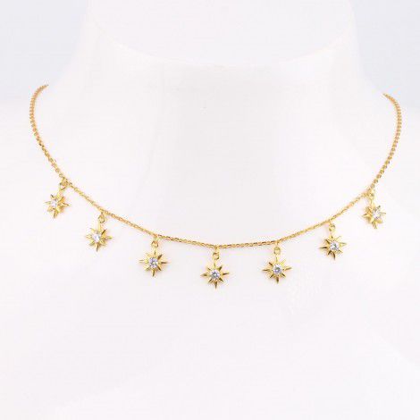 The new s925 sterling silver trendy and stylish eight pointed star collarbone chain versatile necklace