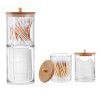 Bamboo covered cotton swab storage box, makeup remover cotton box, transparent bathroom stacking storage jar, acrylic cotton ball dust box